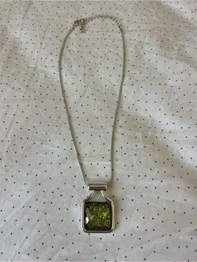 Silver Necklace with Green Glass Pendant
